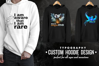 design trendy typography hoodies for men, women and babies