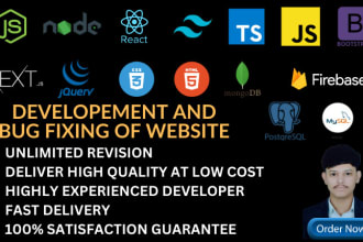develope and fix bug in react, nodejs, nextjs, firebase