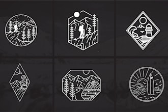 stunning adventure outdoor logo design monoline style