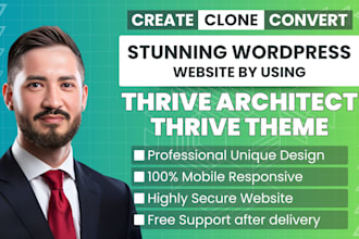 create website or clone, convert any design using thrive architect thrive themes
