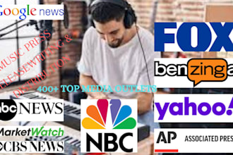write and distribute music press release, artist bio, PR distribution, music PR