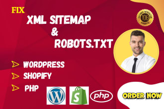 create, optimize XML sitemap and robots txt for wordpress, PHP and shopify