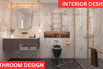 do bathroom interior design in 3d and render in 4k