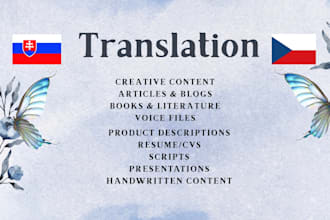 translate slovak or czech to english profesionally