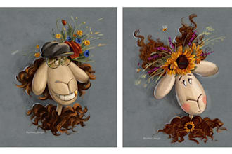 draw a funny portrait of a cat dog animal or any pet