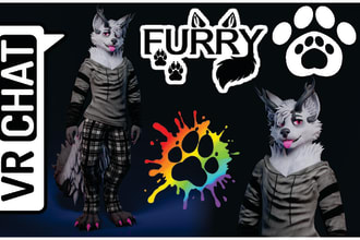 model custom furry avatar, vrchat avatar, nsfw with rigging and clothing