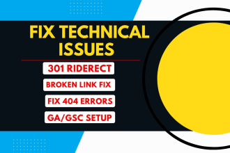 fix 404 error, broken links,301 redirect,breadcrumbs,canonical issues