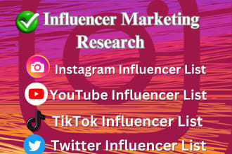 find the best instagram, youtube, tiktok and twitter influencers list within 24