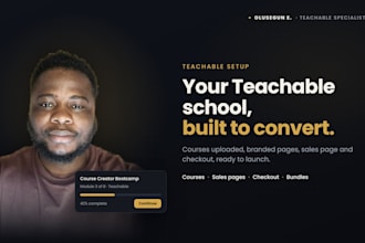 set up your teachable school, courses, sales pages and checkout