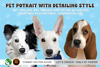 create custom cartoon illustrations of dogs or cats for you