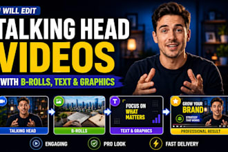 edit talking head videos with b rolls, text, graphics