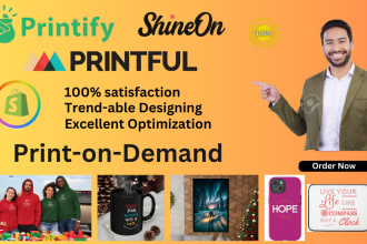 do shopify etsy store print on demand printiful, printify, gelato, shineon store