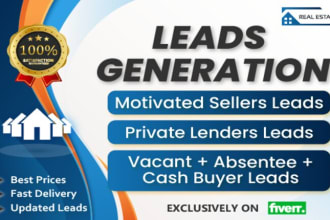 provide sellers   and pre foreclouser leads for real estate with skip traced