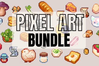 create pixel art items bundle