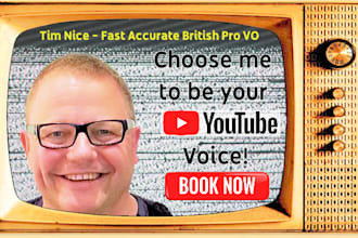 record a professional english youtube voice over for less