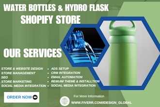 design water bottles shopify store hydro flask travel mugs shopify store website