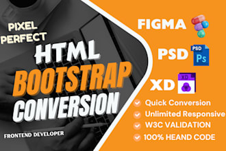 do PSD to html, xd to html and figma to html with  responsive