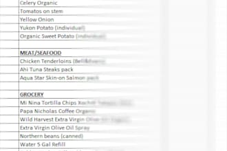 organize your grocery or inventory list