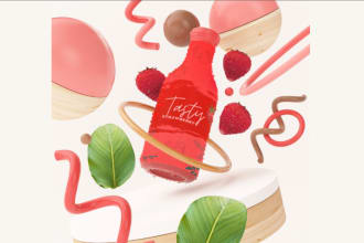 create creative juice label, energy drink, water bottle, packaging design