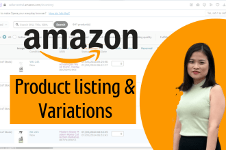create amazon product listing or variation listing