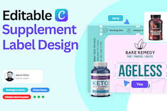 create a canva premium supplement label design template