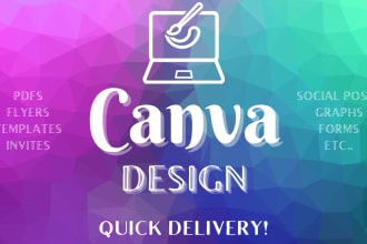 create an expert canva design for you, many canva pro options available