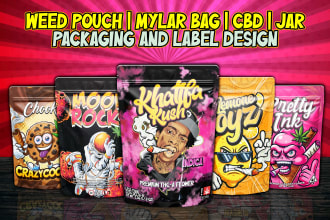 design unique weed pouch, mylar bag and cbd product labels