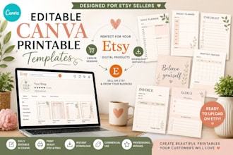 design editable canva printable templates for etsy