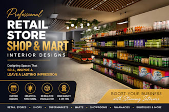 design 3d retail, store, shop, mart interior designs for you
