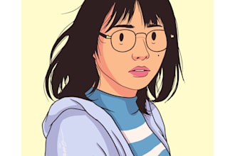 draw line art full color illustration
