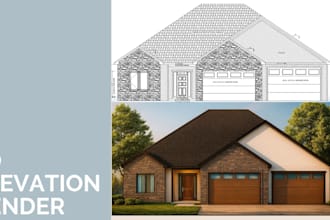render your building elevations in photoshop