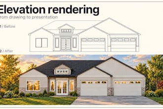 render 2d architectural elevations in photoshop