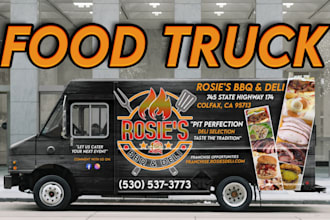create a food truck wrap design for your van vehicle food trailer design