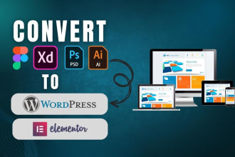 convert figma, PSD, ai, xd to wordpress website