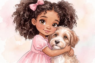 draw watercolor illustration and children story book illustration