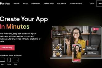 develop passion io, bubble io online course app on passion io, adalo, passsion