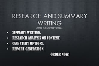 do research, summary, paper, synopsis, and article writing