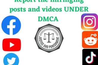 remove infringing,copyright,tiktok,facebook,reddit,twitter,instagram, under dmca