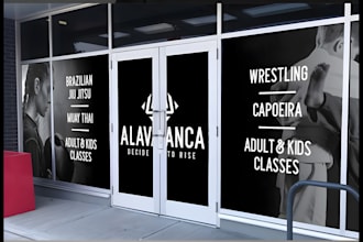 design creative us eye catching shopfront, storefront window graphic sign