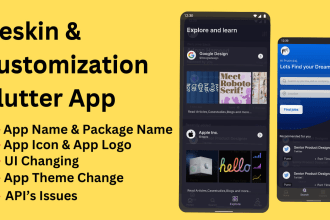 reskin or redesign any flutter app, codecanyon, android ,IOS
