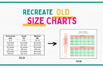 recreate size chart or size guide