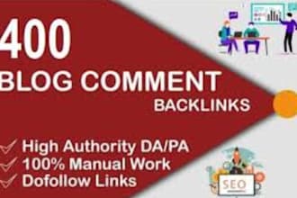 400 high da pa blog comments backlinks website rank for seo