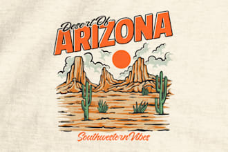 draw custom vintage hand drawn retro for tshirt design