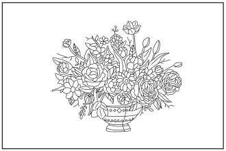 create botanical line art illustration, flower, hand drawn illustration
