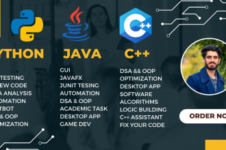 solve python,java,cpp,c,oop,dsa task with  documentation