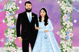 do illustrated digital invitation for your wedding, birthday or save the date