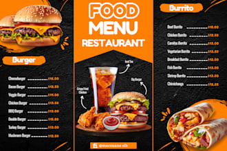 design amazing editable food restaurant menu