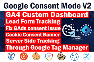 set or fix google consent mode v2 cookie banner ga4 custom report form tracking