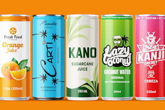 design beverage, energy drink, juice, soda can, packaging label