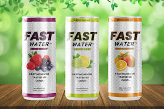 design juice, beverage, beer, coconut, energy drink, soda can label